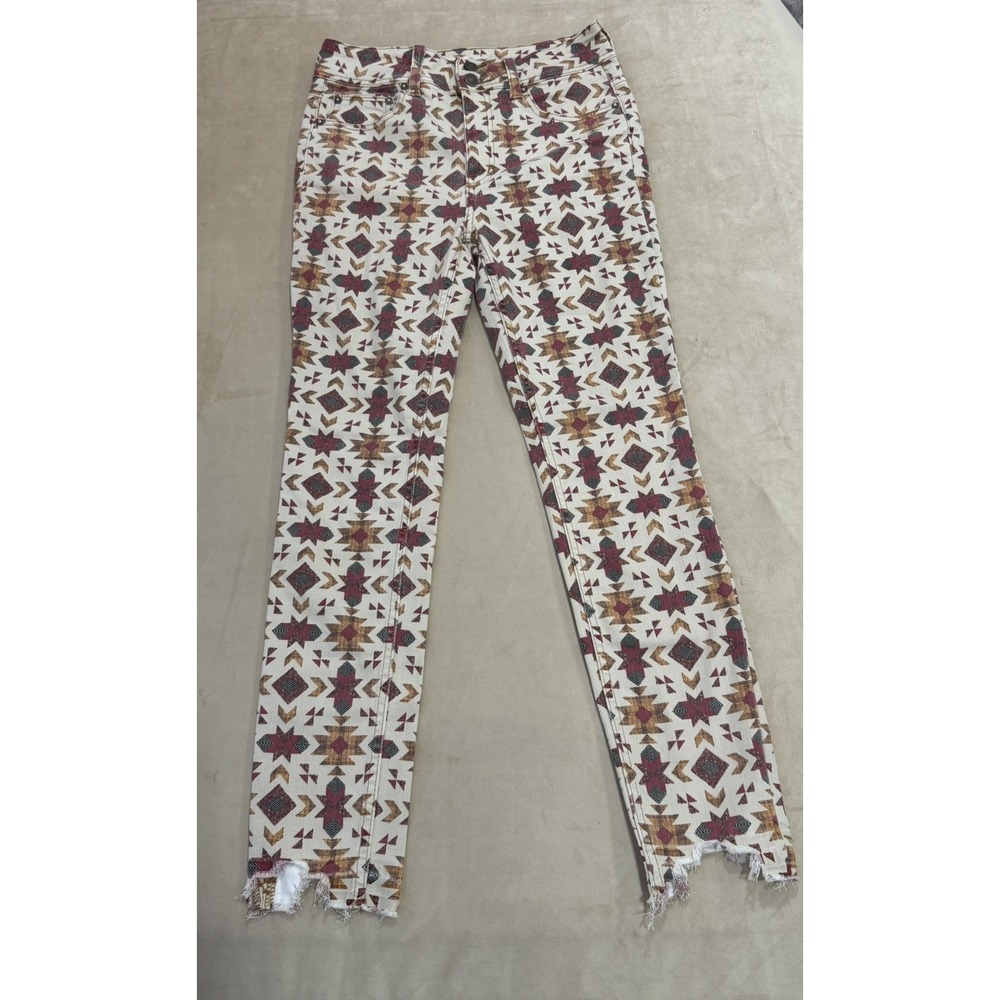 Free People We The Wild Child Printed Skinny Jeans Ivory Size 28 #OB1100417 NWT - Picture 6 of 16